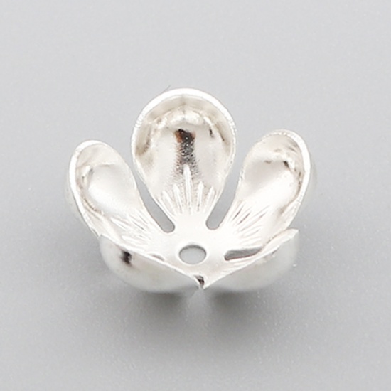 Picture of Brass Bead Cap Flower Silver Plated (Fit Beads Size: 14mm Dia.) 13mm x 13mm, 50 PCs                                                                                                                                                                           