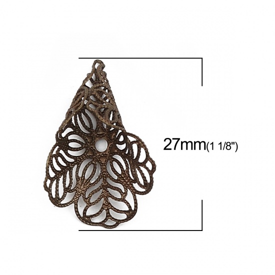 Immagine di Brass Bead Cap Cone Antique Bronze Flower (Fit Beads Size: 20mm Dia.) 27mm x 19mm, 10 PCs                                                                                                                                                                     