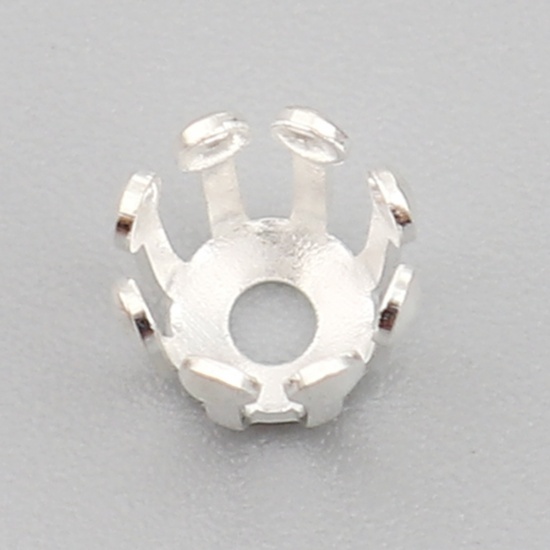 Picture of Brass Bead Cap Cylinder Silver Plated (Fit Beads Size: 6mm Dia.) 6mm x 5mm, 100 PCs                                                                                                                                                                           