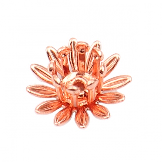 Picture of Copper Bead Cap Daisy Flower Rose Gold (Fit Beads Size: 6mm Dia.) 11mm x 11mm, 20 PCs
