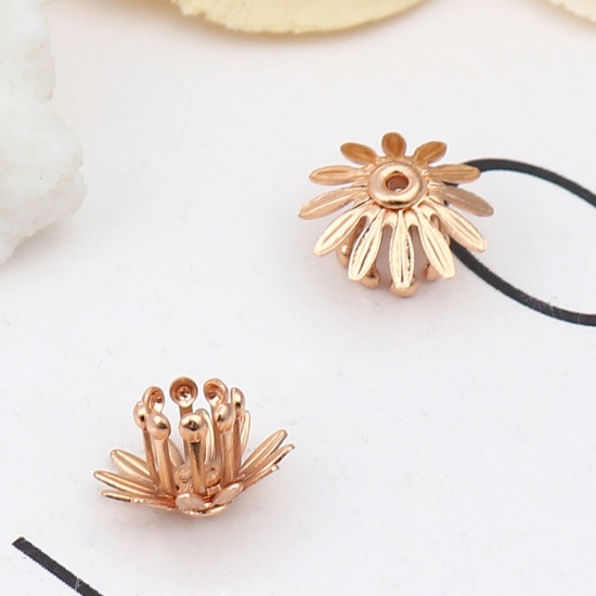 Picture of Copper Bead Cap Daisy Flower Gold Plated (Fit Beads Size: 6mm Dia.) 11mm x 11mm, 20 PCs
