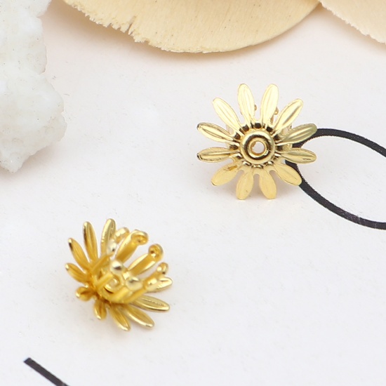 Picture of Copper Bead Cap Daisy Flower Gold Plated (Fit Beads Size: 6mm Dia.) 11mm x 11mm, 20 PCs