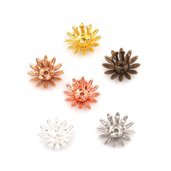 Immagine di Brass Bead Cap Daisy Flower Gold Plated (Fit Beads Size: 6mm Dia.) 11mm x 11mm, 20 PCs                                                                                                                                                                        