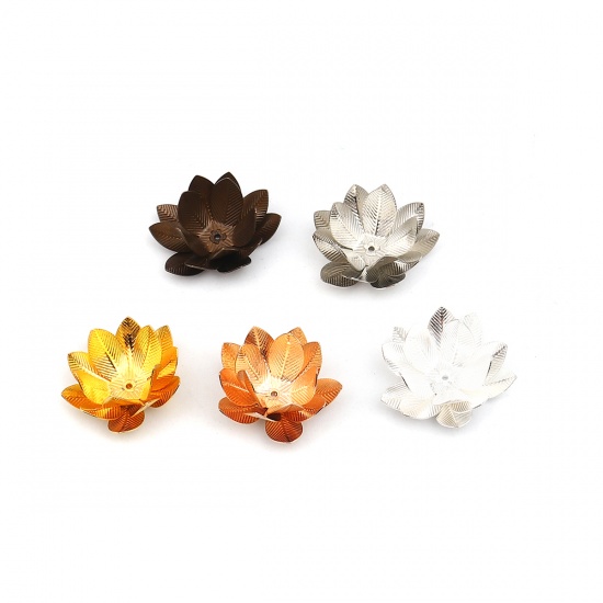 Immagine di Brass Bead Cap Flower Gold Plated (Fit Beads Size: 24mm Dia.) 23mm x 23mm, 5 PCs                                                                                                                                                                              