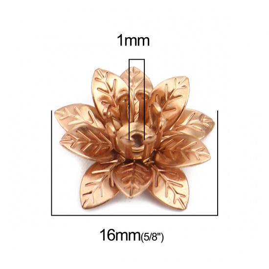 Picture of Brass Bead Cap Flower Gold Plated (Fit Beads Size: 6mm Dia.) 16mm x 15mm, 20 PCs                                                                                                                                                                              