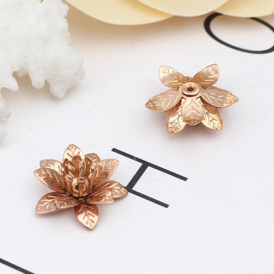 Picture of Brass Bead Cap Flower Gold Plated (Fit Beads Size: 6mm Dia.) 16mm x 15mm, 20 PCs                                                                                                                                                                              