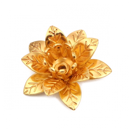 Picture of Brass Bead Cap Flower Gold Plated (Fit Beads Size: 6mm Dia.) 16mm x 15mm, 20 PCs                                                                                                                                                                              