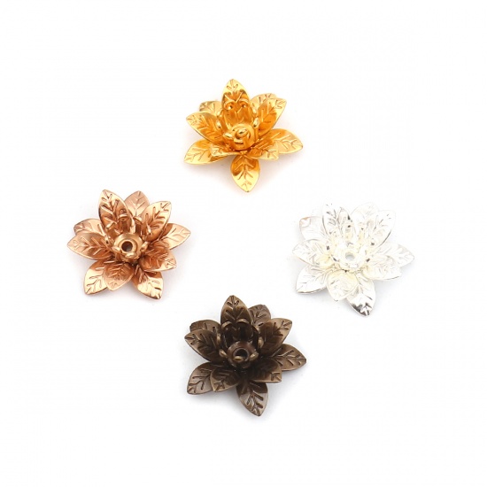 Picture of Brass Bead Cap Flower Gold Plated (Fit Beads Size: 6mm Dia.) 16mm x 15mm, 20 PCs                                                                                                                                                                              