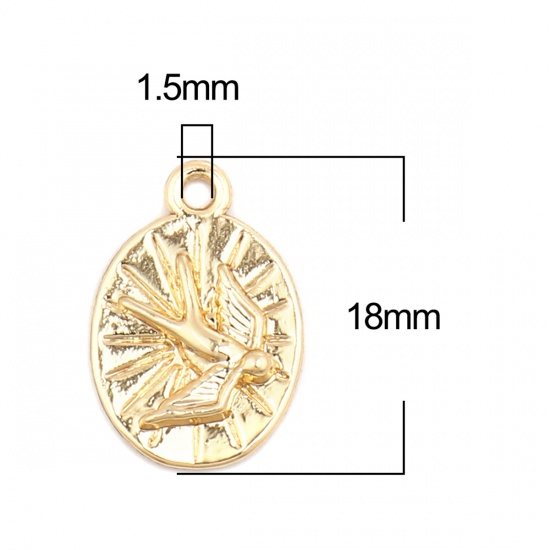 Immagine di Zinc Based Alloy Charms Oval Gold Plated Swallow 18mm x 12mm, 10 PCs