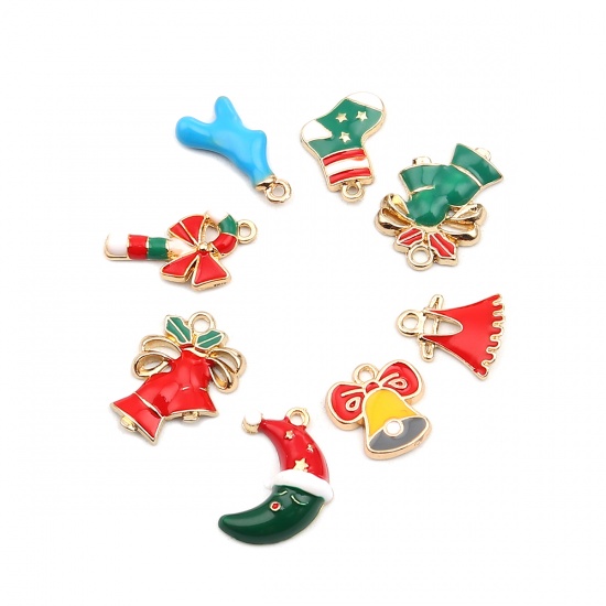 Immagine di Zinc Based Alloy Clothes Charms Gold Plated Red Skirt Enamel 14mm x 12mm, 10 PCs