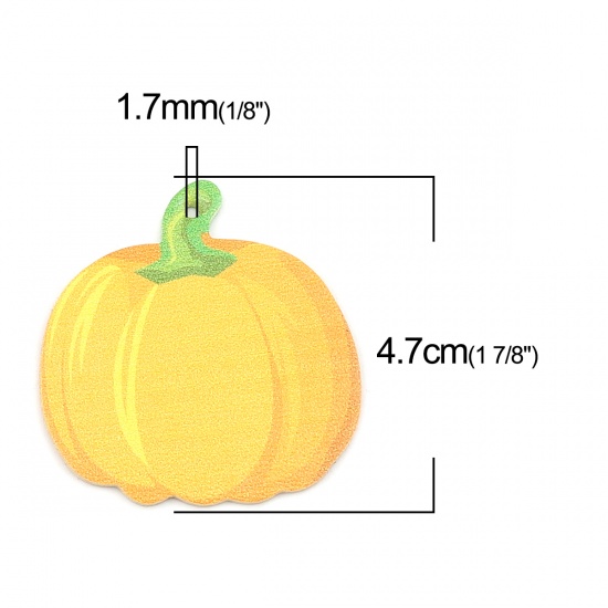 Picture of PU Leather Pendants Orange Halloween Pumpkin 47mm x 45mm, 5 PCs