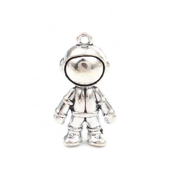 Picture of Zinc Based Alloy Galaxy Pendants Astronaut Spaceman Antique Silver Color 32mm x 18mm, 5 PCs