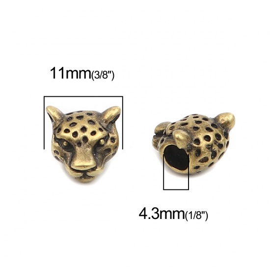 Immagine di Zinc Based Alloy Religious Spacer Beads Leopard Antique Bronze About 11mm x 11mm, Hole: Approx 4.3mm, 20 PCs
