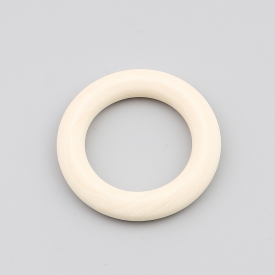 Picture of Wood Closed Soldered Jump Rings Findings Circle Ring Beige 20mm Dia, 50 PCs