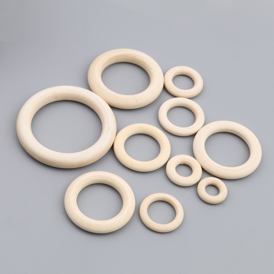 Picture of Wood Closed Soldered Jump Rings Findings Circle Ring Beige 20mm Dia, 50 PCs