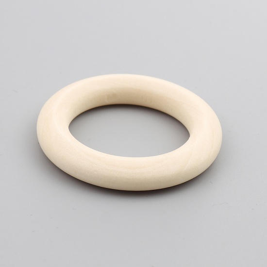 Picture of Wood Closed Soldered Jump Rings Findings Circle Ring Beige 25mm Dia, 50 PCs