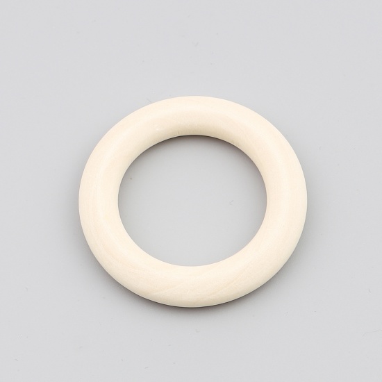 Picture of Wood Closed Soldered Jump Rings Findings Circle Ring Beige 3cm Dia, 50 PCs