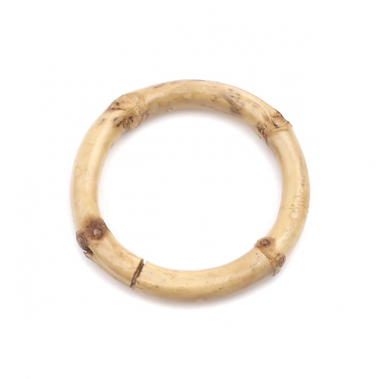 Picture of Bamboo Closed Soldered Jump Rings Findings Circle Ring Beige 3.5cm Dia, 5 PCs
