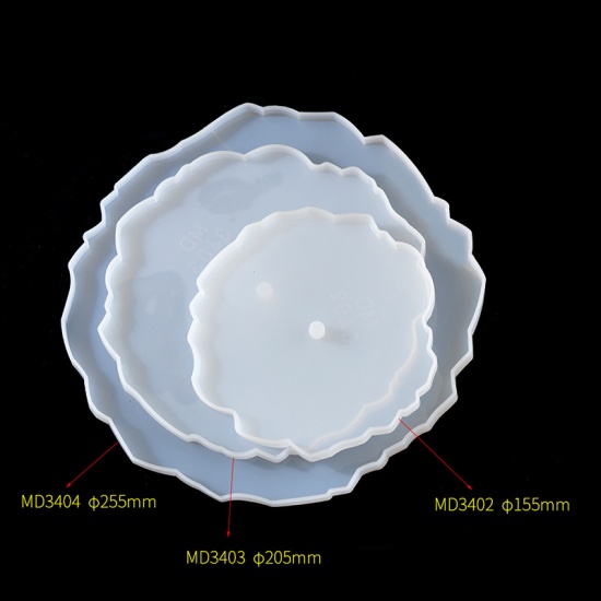 Picture of Silicone Resin Mold For Jewelry Making Plate White Round 25.5cm 20.5cm 15.5cm Dia., 1 Set ( 3 PCs/Set)