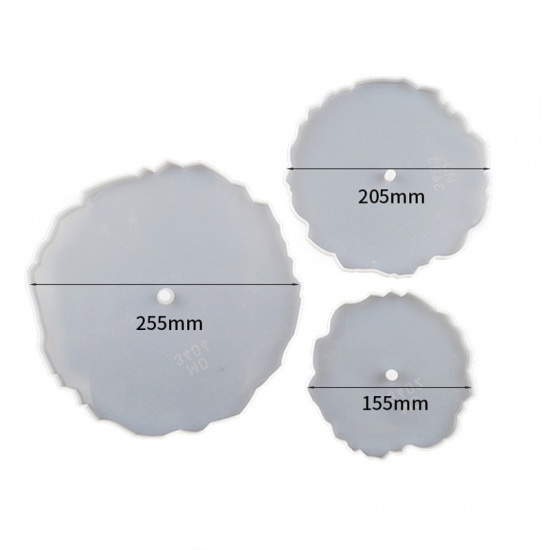 Picture of Silicone Resin Mold For Jewelry Making Plate White Round 25.5cm 20.5cm 15.5cm Dia., 1 Set ( 3 PCs/Set)