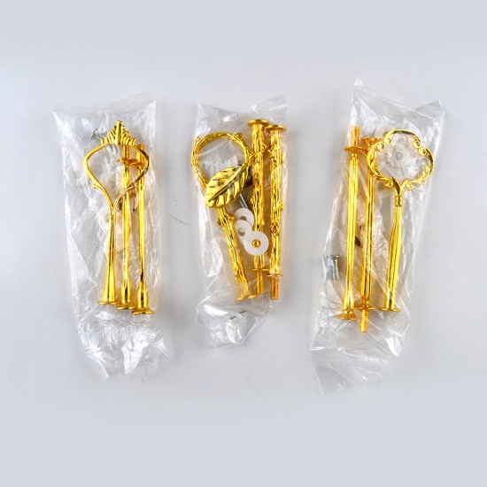 アフタヌーンティー ケーキスタンド お菓子フルーツ プレートスタンド 亜鉛合金 金メッキ ヒマワリ 36cm、 1 セット の画像