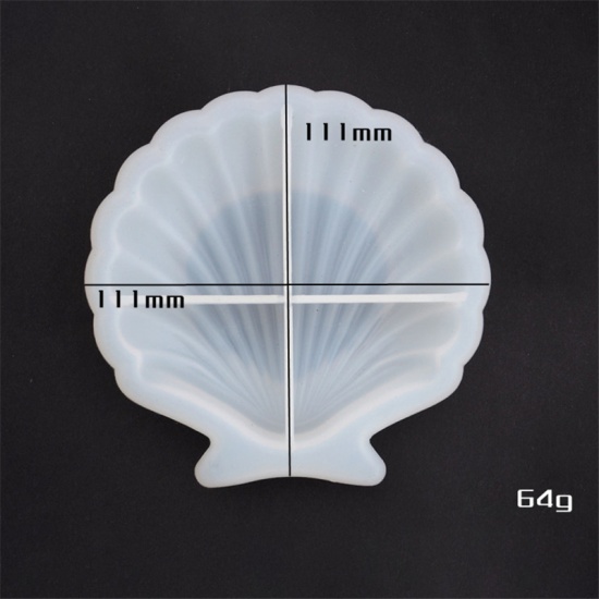Picture of Silicone Resin Mold For Jewelry Making Plate White Shell 11cm x 11cm, 1 Piece