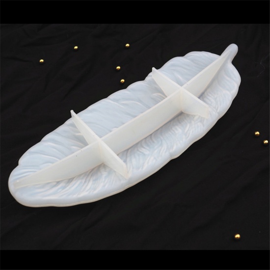 Immagine di Silicone Muffa della Resina per Gioielli Rendendo Piatto Bianco Piuma 24cm x 8.8cm, 1 Pz