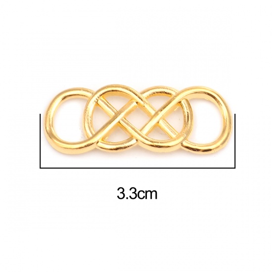 Picture of Zinc Based Alloy Connectors Infinity Symbol Gold Plated 33mm x 13mm, 20 PCs