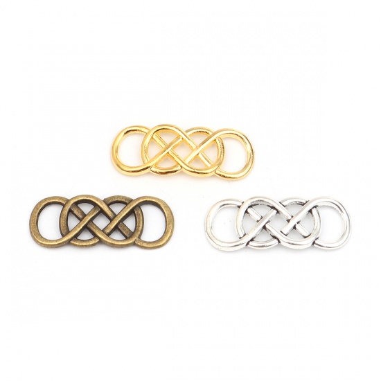 Picture of Zinc Based Alloy Connectors Infinity Symbol Gold Plated 33mm x 13mm, 20 PCs