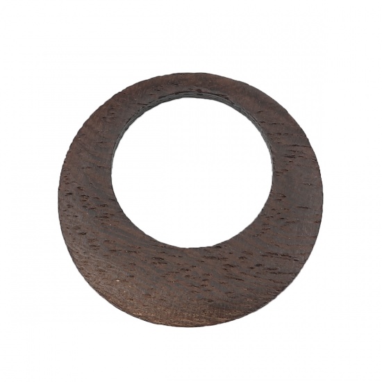 Изображение Wood Pendants Circle Ring Dark Coffee 50mm Dia, 2 PCs
