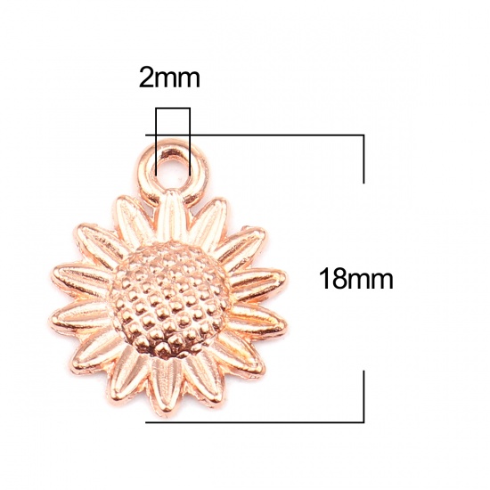 Picture of Zinc Based Alloy Charms Sunflower Rose Gold 18mm x 15mm, 50 PCs
