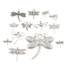 Picture of Zinc Based Alloy Pendants Butterfly Animal Antique Silver Color Mixed 59mm x 56mm - 18mm x 14mm, 1 Set ( 13 PCs/Set)