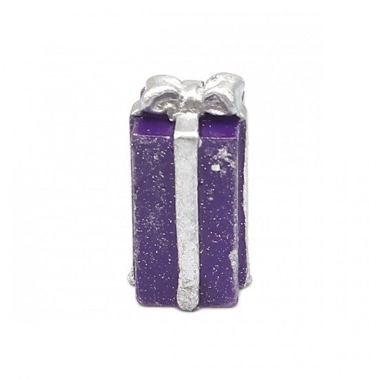 Imagen de Resin Dome Seals Cabochon Christmas Gift Box Purple 19mm x 9mm, 6 PCs