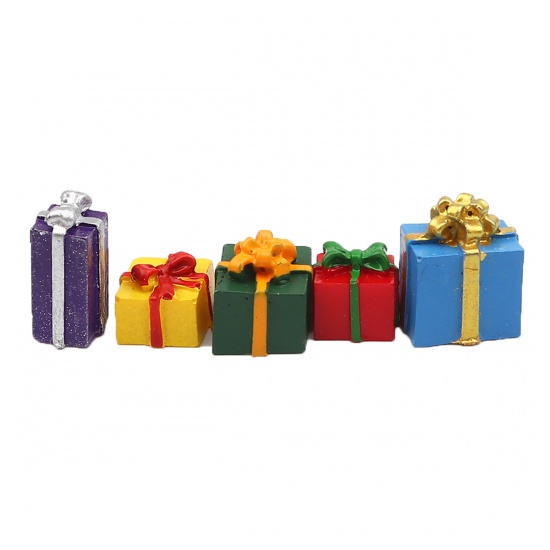 Image de Cabochon Dôme en Résine Boîtes de cadeau Noël Violet 19mm x 9mm, 6 Pcs