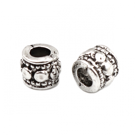 Immagine di Zinc Based Alloy Spacer Beads Cylinder Antique Silver Color About 5mm x 4mm, Hole: Approx 2mm, 500 PCs