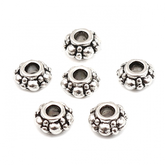 8seasons. Zinc Based Alloy Spacer Beads Round Antique Silver Color ...