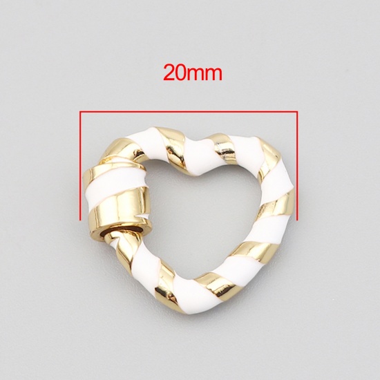 Immagine di Zinc Based Alloy Screw Clasps Necklace Bracelet Findings Heart Gold Plated Can Be Screwed Off 20mm x 18mm, 1 Piece