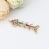Picture of Zinc Based Alloy Micro Pave Connectors Fish Bone Gold Plated Multicolor Rhinestone 29mm x 9mm, 1 Piece