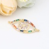 Picture of Zinc Based Alloy Micro Pave Connectors Eye Gold Plated Multicolor Rhinestone 29mm x 13mm, 1 Piece