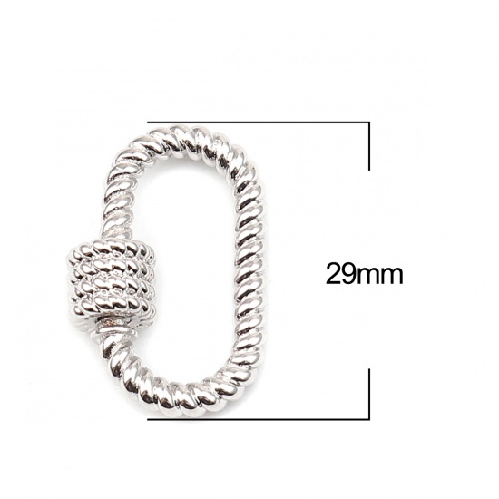 Image de en Alliage de Zinc Ovale Argent Mat Pouvoir Être Dévissé 29mm x 18mm, 1 Pièce