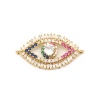 Picture of Zinc Based Alloy Micro Pave Connectors Eye Gold Plated Multicolor Rhinestone 37mm x 20mm, 1 Piece
