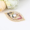 Picture of Zinc Based Alloy Micro Pave Connectors Eye Gold Plated Multicolor Rhinestone 37mm x 20mm, 1 Piece