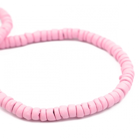 Imagen de Coconut Shell Spacer Tila Tile Beads Round Pink About 6mm Dia, Hole: Approx 1.1mm, 2 Strands
