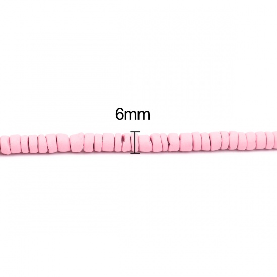 Изображение Coconut Shell Spacer Tila Tile Beads Round Pink About 6mm Dia, Hole: Approx 1.1mm, 2 Strands
