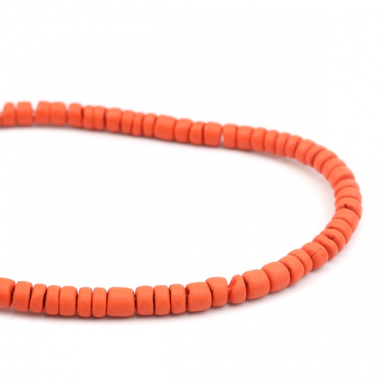 Picture of Coconut Shell Spacer Tila Tile Beads Round Orange About 6mm Dia, Hole: Approx 1.1mm, 2 Strands