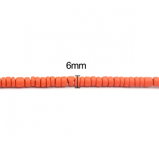 Изображение Coconut Shell Spacer Tila Tile Beads Round Orange About 6mm Dia, Hole: Approx 1.1mm, 2 Strands