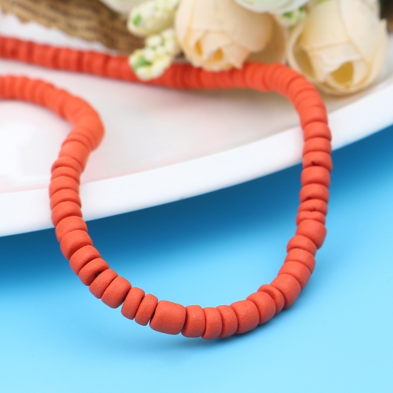 Изображение Coconut Shell Spacer Tila Tile Beads Round Orange About 6mm Dia, Hole: Approx 1.1mm, 2 Strands