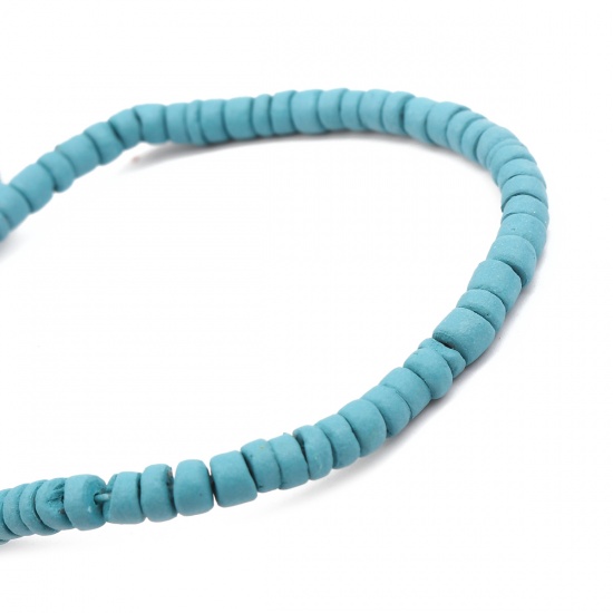 Immagine di Coconut Shell Spacer Tila Tile Beads Round Blue About 6mm Dia, Hole: Approx 1.1mm, 2 Strands