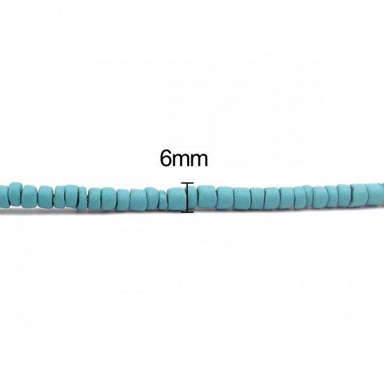 Picture of Coconut Shell Spacer Tila Tile Beads Round Blue About 6mm Dia, Hole: Approx 1.1mm, 2 Strands