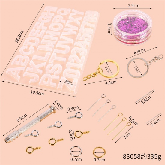 Picture of Silicone Resin Mold For Jewelry Making Capital Alphabet/ Letter Keychain & Keyring White 1 Set